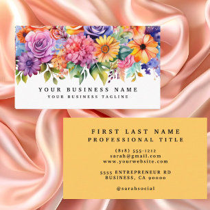 Elegante Lente Kleurrijke Bloemen Visitekaartjes
