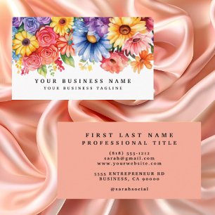 Elegante Lente Kleurrijke Bloemen Visitekaartjes