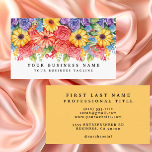 Elegante Lente Kleurrijke Bloemen Visitekaartjes