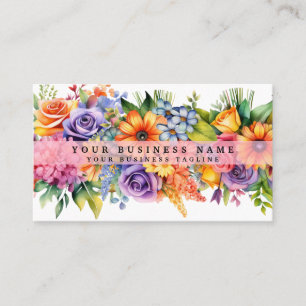Elegante Lente Kleurrijke Bloemen Visitekaartjes
