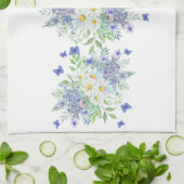 Elegante lente madeliefjes met blauwe vlinders theedoek (Gevouwen)