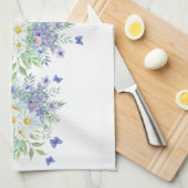 Elegante lente madeliefjes met blauwe vlinders theedoek (Quarter Fold)