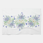 Elegante lente madeliefjes met blauwe vlinders theedoek (Horizontaal)