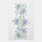 Elegante lente madeliefjes met blauwe vlinders theedoek (Verticaal)