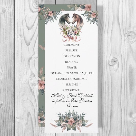 Elegante lente paard bruiloft programmakaart