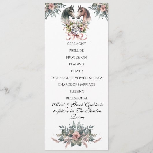 Elegante lente paard bruiloft programmakaart (Voorkant)