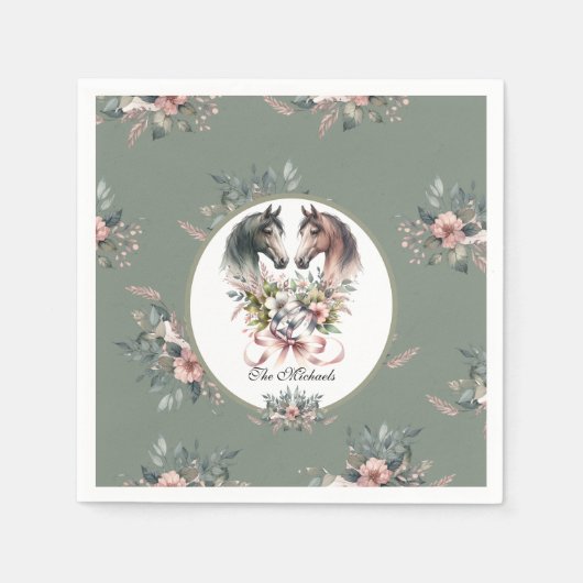 Elegante lente paard bruiloft servet (Voorkant)