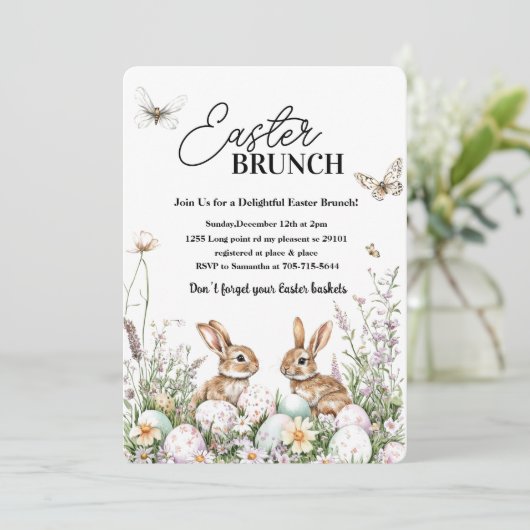 Elegante lente paasbrunch kaart (Staand voorkant)