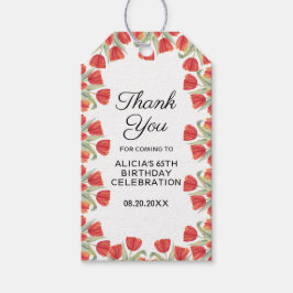 Elegante Lente Rode Tulp Bloem 65e Verjaardag Cadeaulabel