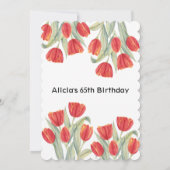 Elegante Lente Rode Tulp Bloem 65e Verjaardag Kaart (Achterkant)