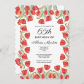 Elegante Lente Rode Tulp Bloem 65e Verjaardag Kaart (Voorkant / Achterkant)