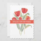 Elegante Lente Rode Tulp Flora 55e Verjaardag Kaart (Achterkant)