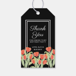 Elegante Lente Rode Tulp Flora Zwart 45e Verjaarda Cadeaulabel