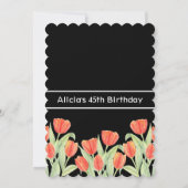 Elegante Lente Rode Tulp Flora Zwart 45e Verjaarda Kaart (Achterkant)