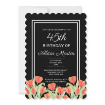 Elegante Lente Rode Tulp Flora Zwart 45e Verjaarda