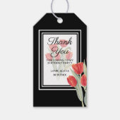 Elegante Lente Rode Tulp Flora Zwart 55e Verjaarda Cadeaulabel (Voorkant)