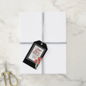 Elegante Lente Rode Tulp Flora Zwart 55e Verjaarda Cadeaulabel (Met Touw)