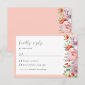 Elegante lente Roos bruiloft RSVP Kaart (Voorkant / Achterkant)