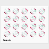 Elegante lente roze bloemenbruiloft datum ronde sticker (Vel)