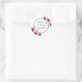 Elegante lente roze bloemenbruiloft datum ronde sticker (Tas)