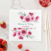 Elegante lente roze bloemenbruiloft datum servet (Insitu)