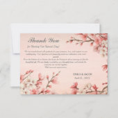 Elegante lente roze kersenbloesem bruiloft bedankkaart (Voorkant)