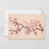 Elegante lente roze kersenbloesem bruiloft bedankkaart (Achterkant)