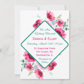 Elegante lente roze Waterverf bloemenbruiloft Kaart (Voorkant)