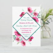 Elegante lente roze Waterverf bloemenbruiloft Kaart (Staand voorkant)