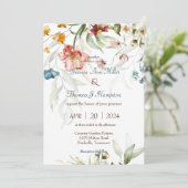 Elegante lente tuin bloemenbruiloft uitnodiging (Staand voorkant)