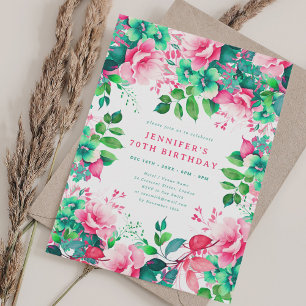 Elegante lente Waterverf Floral 70 Verjaardag Kaart