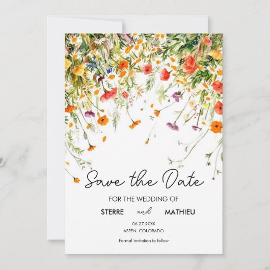 Elegante lente wilde bloemen save the date (Voorkant)