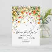 Elegante lente wilde bloemen save the date (Staand voorkant)