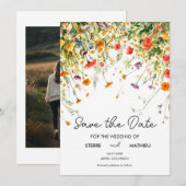 Elegante lente wilde bloemen save the date (Voorkant / Achterkant)