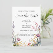 Elegante Lente Wilde Bloemen Trouw Save the Date  (Staand voorkant)