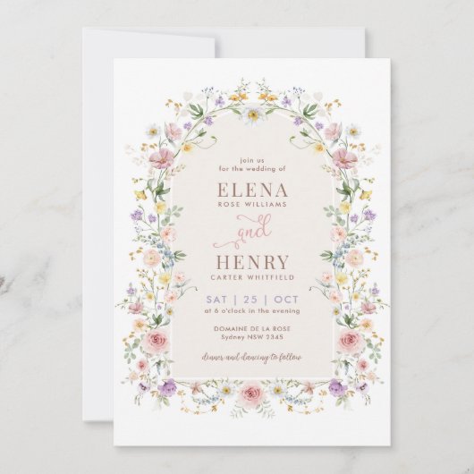 Elegante lente Wildflower Meadow Sprookjesachtige  Kaart (Voorkant)