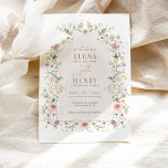 Elegante lente Wildflower Meadow Sprookjesachtige  Kaart<br><div class="desc">Deze exclusieve huwelijksuitnodiging is een toegangspoort tot betovering, versierd met delicate pastel wilde bloemen die dansen in tinten van roze, blos, lavendel, geel en blauw. Het ontwerp vat de essentie van een grillig sprookje, en nodigt je uit om deel te nemen aan een feest dat even magisch is als het...</div>