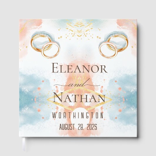 elegante lente zomer gouden ringen Trouwen Gastenboek (Voorkant)