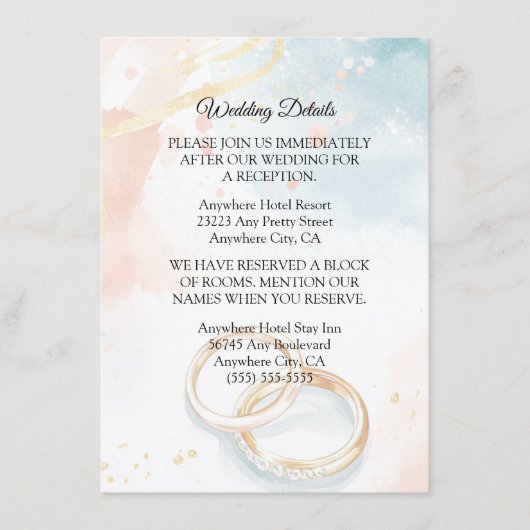 Elegante lente zomer gouden ringen Trouwen Informatiekaartje (Voorkant)