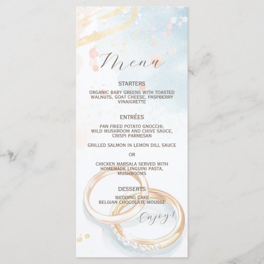 elegante lente zomer gouden ringen Trouwen Menu (Voorkant)