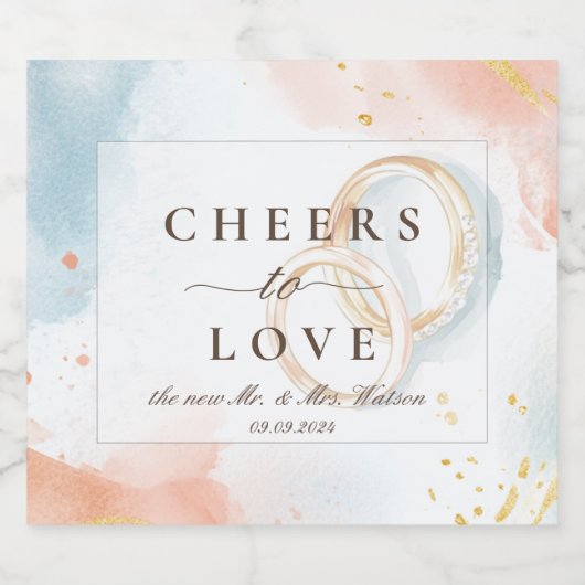 Elegante lente zomer gouden ringen Trouwen Sparkling Wijnetiket (Enkel label)