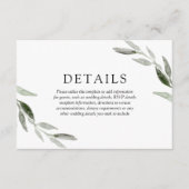 Elegante lente zomer groene blad trouwdetails informatiekaartje (Voorkant)