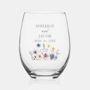 Elegante Lentebloem Bruiloft Persoonlijk Wijnglas Zonder Voet