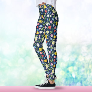 Elegante Lentebloemen Kleurrijk Waterverf Bloemig Leggings