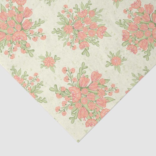 Elegante lentebloemen Perzik Sinaasappel 2024 Bloe Tissuepapier (Detail)