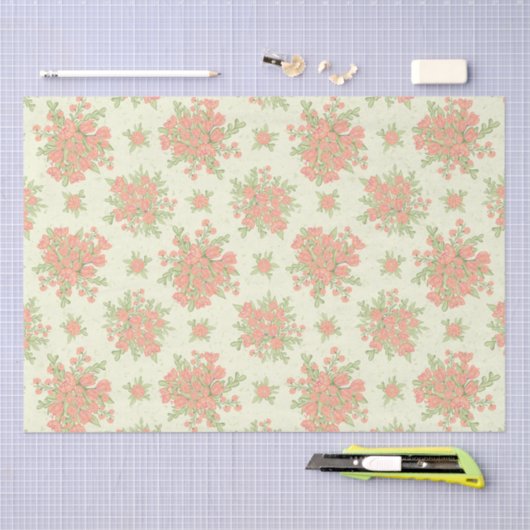 Elegante lentebloemen Perzik Sinaasappel 2024 Bloe Tissuepapier (Craft)