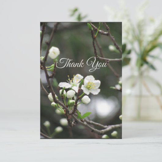 Elegante Lentebloesem Bedankkaart (Staand voorkant)