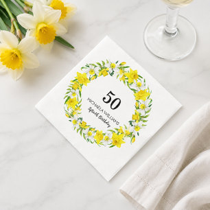 Elegante Lentekrokussen Bloemen 50e Verjaardag Servet
