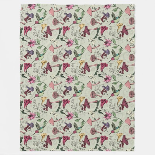 Elegante Lentetuin Kolibrie & Bloemen Fleece Deken (Voorkant)
