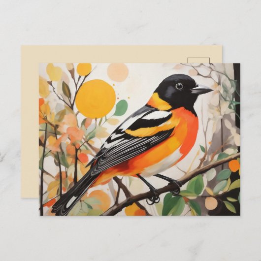 Elegante lentevogel Baltimore Oriole Briefkaart (Voorkant / Achterkant)